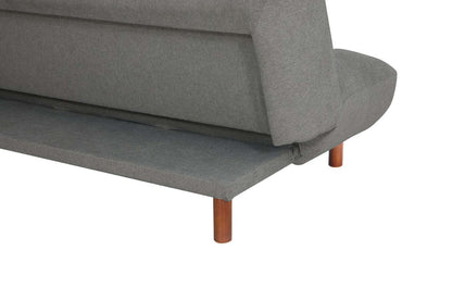 Futon Klik Klak en tissu Campus 76 avec capitonnage et pattes en bois - Gris | Futon Campus de 76 po en tissu avec mécanisme Klik Klak, capitonnage et pattes en bois - gris