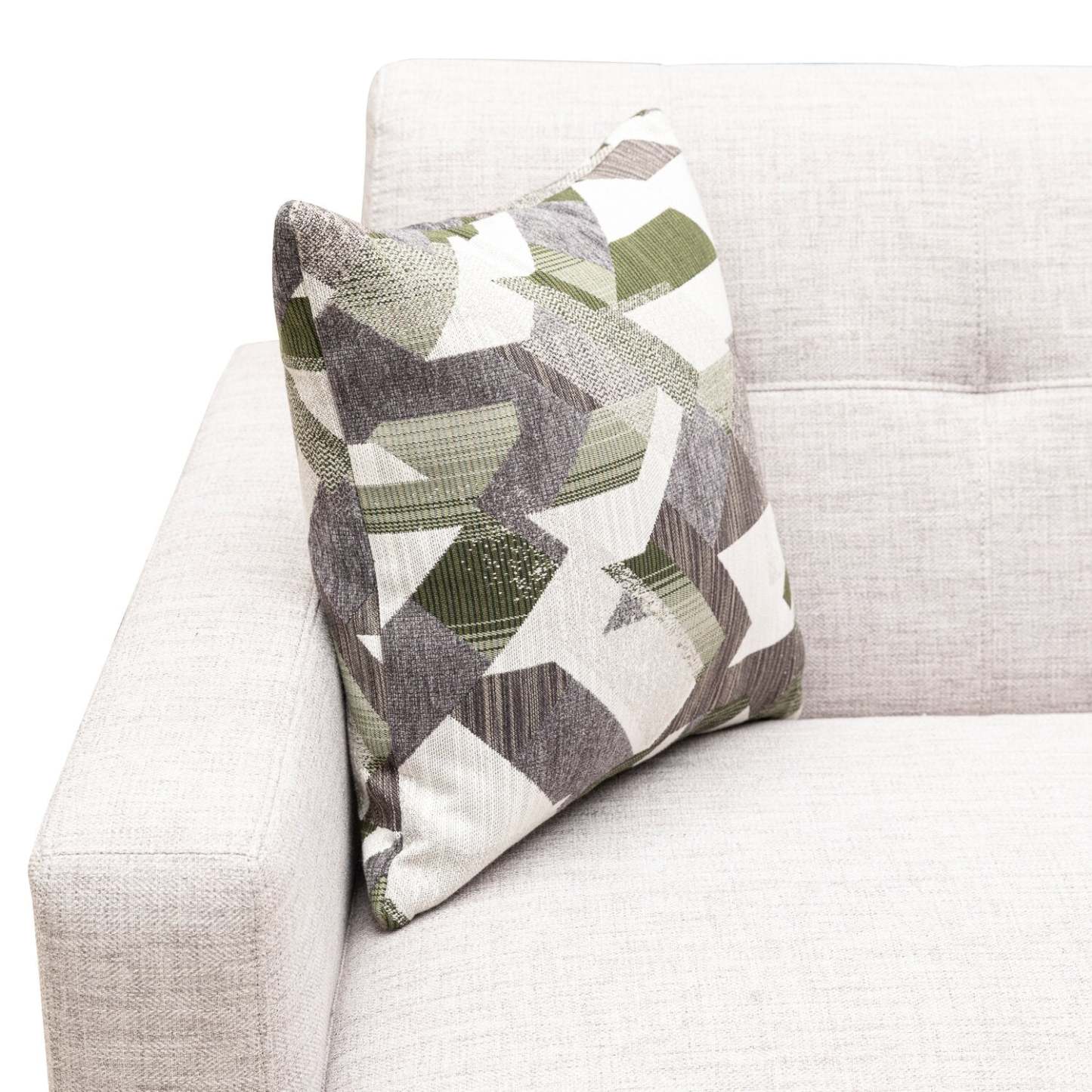 Kort & Co. Freeman 80” Linen-Look Fabric Condo Size Sofa with Wood Legs - Dove White | Sofa Freeman de Kort & Co. de 80 po de format condo en tissu d’apparence lin avec base et pattes en bois - blanc colombe