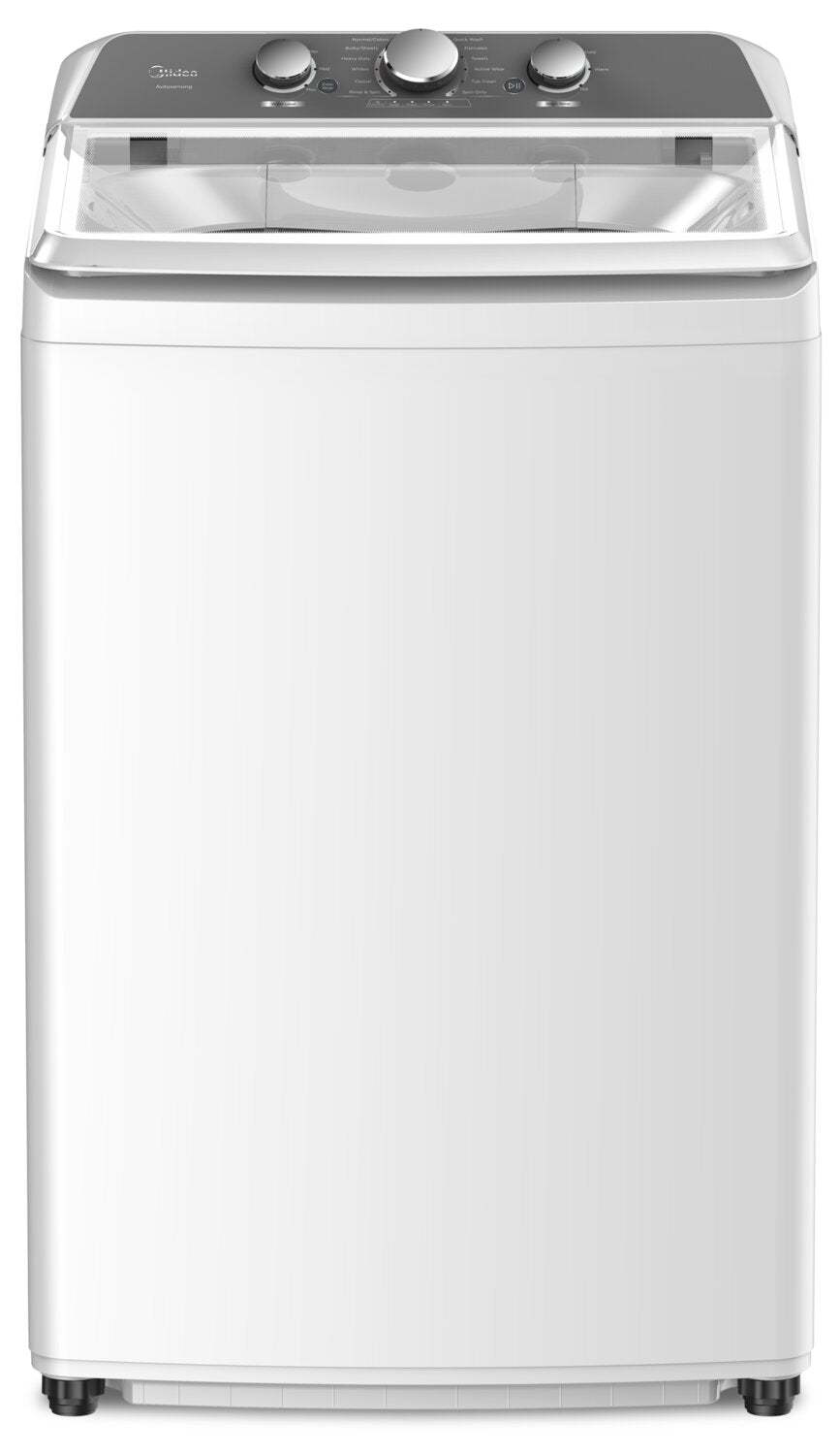 Midea 4,3 pi³ Laveuse à chargement par le haut et 6,7 pi³ Sécheuse électrique - blanche | Laveuse à chargement par le haut de 4,3 pi³ et sécheuse électrique de 6,7 pi³ de Midea - blanche | MITL43AW