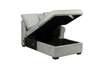 Scott Living Haven 3-Piece Left-Facing Chenille Fabric Cuddler Sleeper Sectional with Storage - Seafoam Blue | Canapé-lit sectionnel enveloppant de gauche Haven de Scott Living 3 pièces en tissu de chenille avec rangement - bleu écume de mer