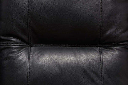 Sofa à inclinaison électrique Dawson de 87 po fabriqué au Canada en cuir véritable avec port USB et oussins décoratifs - noir
