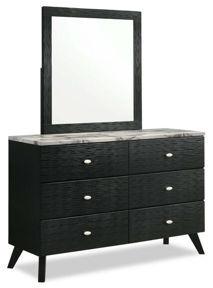 Commode à 6 tiroirs pour chambre à coucher Atlas, 60,2 L x 36,8 H, Moderne Mid-Century - Noir | Commode moderne du milieu du 20e siècle Atlas de 60,2 po (L) x 36,8 po (H) à 6 tiroirs pour la chambre à coucher - noire