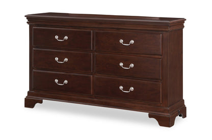 Commode à 6 tiroirs Marco pour chambre à coucher, 58 L x 35 H - Brun Cerise | Commode Marco de 58 po (l) x 35 po (H) à 6 tiroirs pour la chambre à coucher - brun cerisier