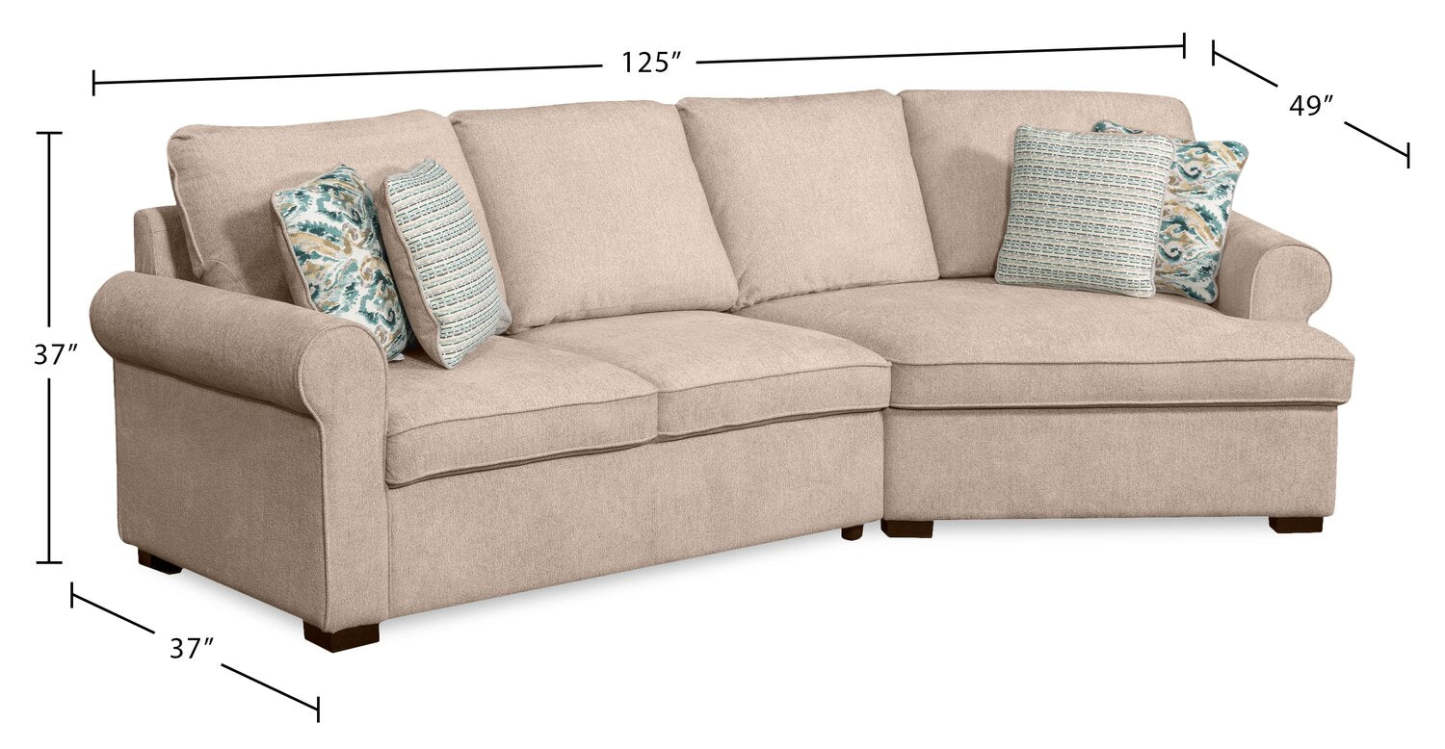 Scott Living Haven 2-Piece Right-Facing Chenille Fabric Cuddler Sectional - Taupe | Canapé sectionnel enveloppant de droite Haven de Scott Living 2 pièces en tissu de chenille - taupe