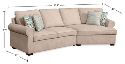 Scott Living Haven 2-Piece Right-Facing Chenille Fabric Cuddler Sectional - Taupe | Canapé sectionnel enveloppant de droite Haven de Scott Living 2 pièces en tissu de chenille - taupe
