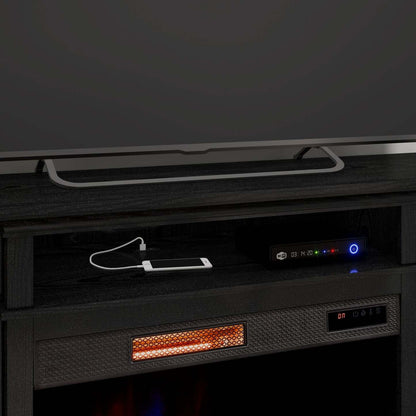 Meuble pour téléviseur Zenith de 64 po avec foyer électrique et rangement, pour téléviseurs jusqu’à 70 po - noir