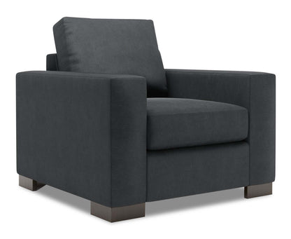 Fauteuil Track de Sofa Lab personnalisable de 38 po fabriqué au Canada en tissu d'apparence lin avec accoudoirs rectilignes - gris Pax Pepper | TR302949