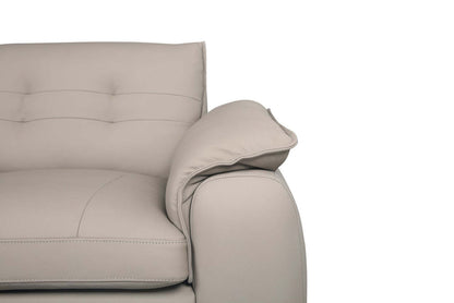 Raya Modular 5-Piece Left-Facing Genuine Leather Sectional with Storage Console and Wood Legs - Stone Beige | Canapé sectionnel modulaire de gauche Raya 5 pièces en cuir véritable avec console de rangement et pattes en bois - beige pierre