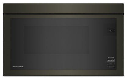 Four à micro-ondes à hotte intégrée KitchenAid de 1,1 pi³ à installation affleurée avec cuisson à 900 Watts - Acier inoxydable noir - YKM… | KitchenAid 1.1 Cu. Ft. Flush Over-the-Range Microwave with 900 Watts Cooking - Black Stainless - YKM…