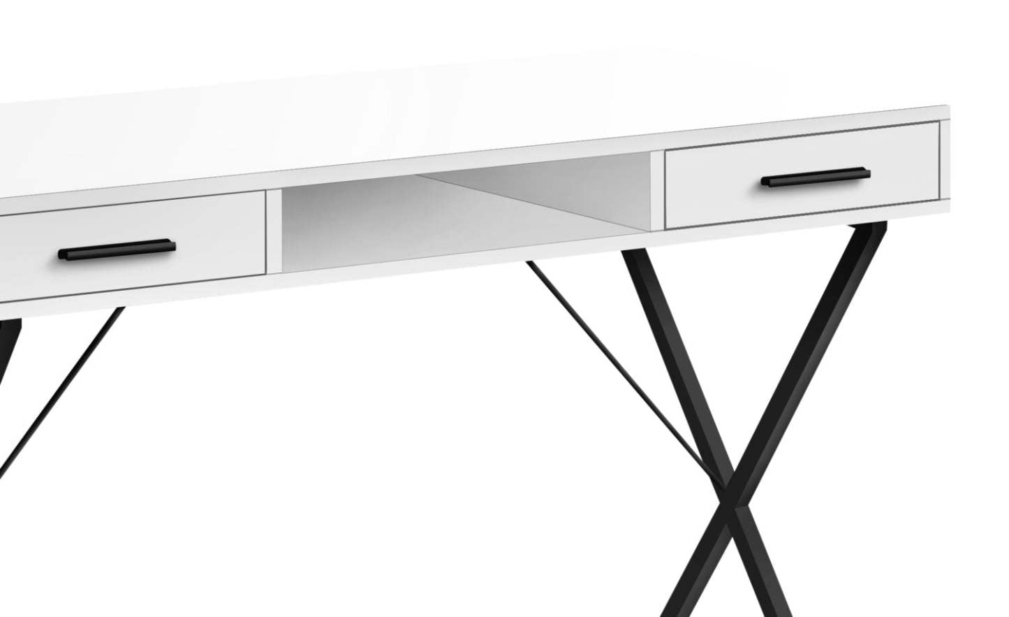 Bureau Rowan 42 avec 2 tiroirs et compartiment ouvert - Blanc|Bureau Rowan de 42 po à 2 tiroirs et compartiment ouvert - blanc