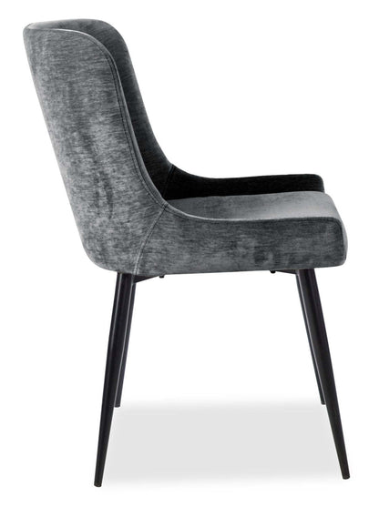Chaise de salle à manger Lexi avec tissu d'apparence velours, métal - gris | Chaise de salle à manger Lexi en tissu d'apparence velours et en métal - grise