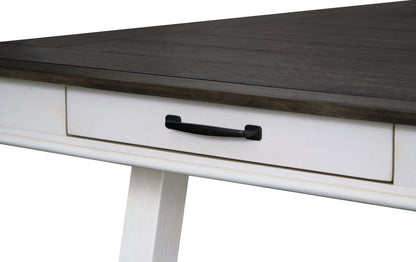 Table de salle à manger Echo avec tiroirs de rangement, bois, base à tréteaux, 70 W - Blanc/Gris | Table de salle à manger Echo de 70 po (L) en bois avec tiroirs de rangement et base à tréteaux - grise et blanche