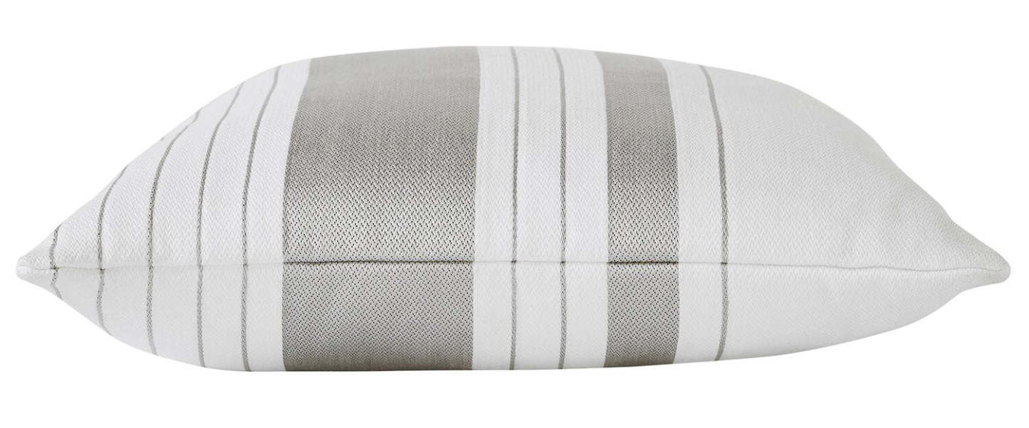 Coussin décoratif rayé intérieur/extérieur – Blanc et gris | Coussin décoratif rayé pour l'intérieur et l'extérieur - blanc et gris | LX1026DP