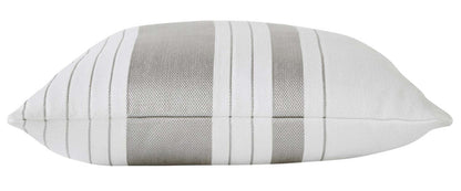 Coussin décoratif rayé intérieur/extérieur – Blanc et gris | Coussin décoratif rayé pour l'intérieur et l'extérieur - blanc et gris | LX1026DP
