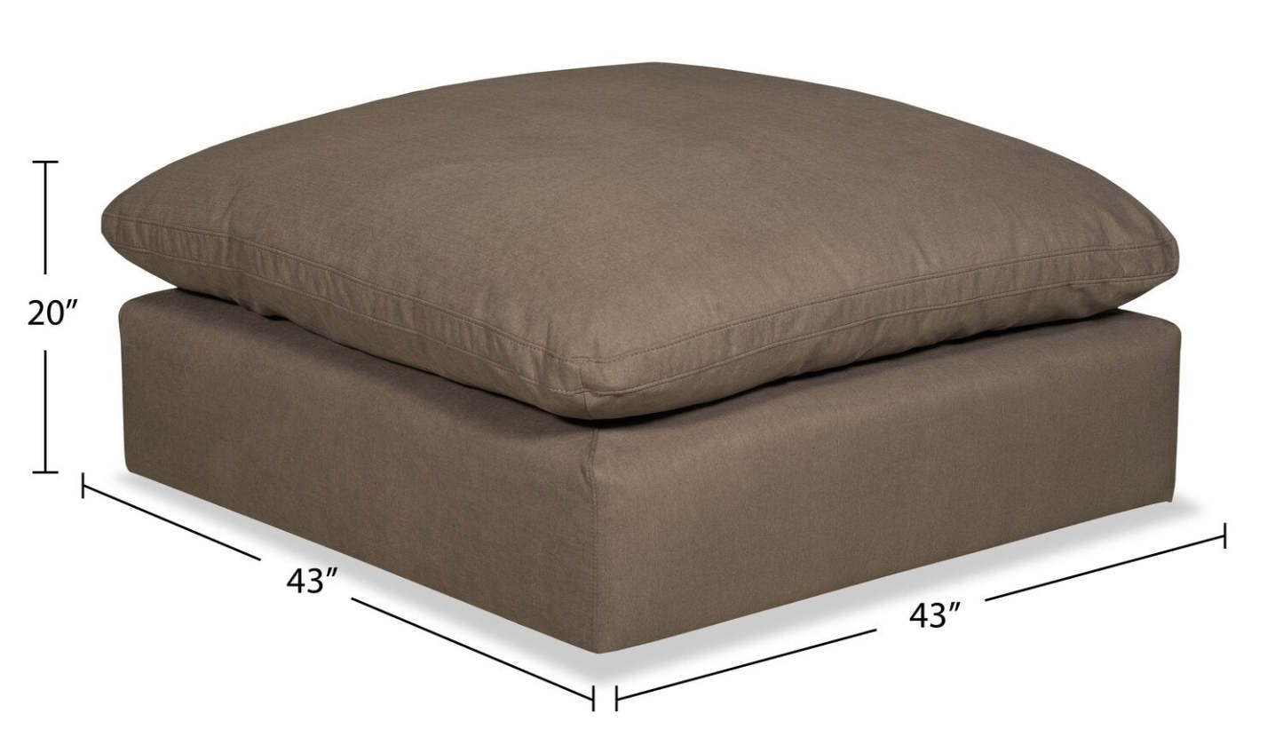 Ottoman modulaire 43 Eclipse en tissu d'apparence lin avec coussin en plumes - Brun ardoise | Pouf modulable Eclipse de 43 po en tissu d'apparence lin avec coussin en couette et plumes - brun ardoise