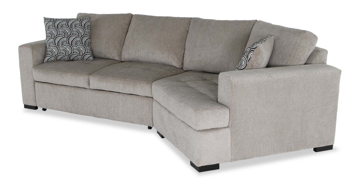 Fabriqué au Canada, canapé-lit sectionnel enveloppant Legend 2 pièces en tissu de chenille orienté à droite - beige platine