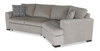 Fabriqué au Canada, canapé-lit sectionnel enveloppant Legend 2 pièces en tissu de chenille orienté à droite - beige platine