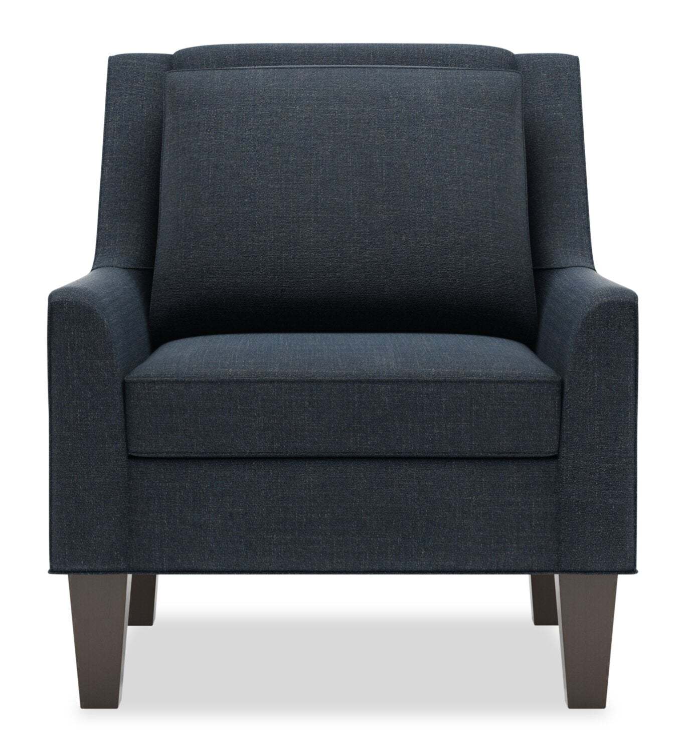 Fauteuil d’appoint club Sofa Lab de 29 po fabriqué au Canada en tissu d’apparence lin avec pattes en bois - bleu Luna Sailor | CLUB2491