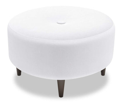 Pouf The Curve 31 de Sofa Lab, fabriqué au Canada, en tissu aspect lin - Pax Ice White | CURV3449