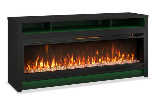 Meuble pour téléviseur Blazen de 64 po avec foyer électrique et rangement, pour téléviseurs jusqu’à 70 po - noir