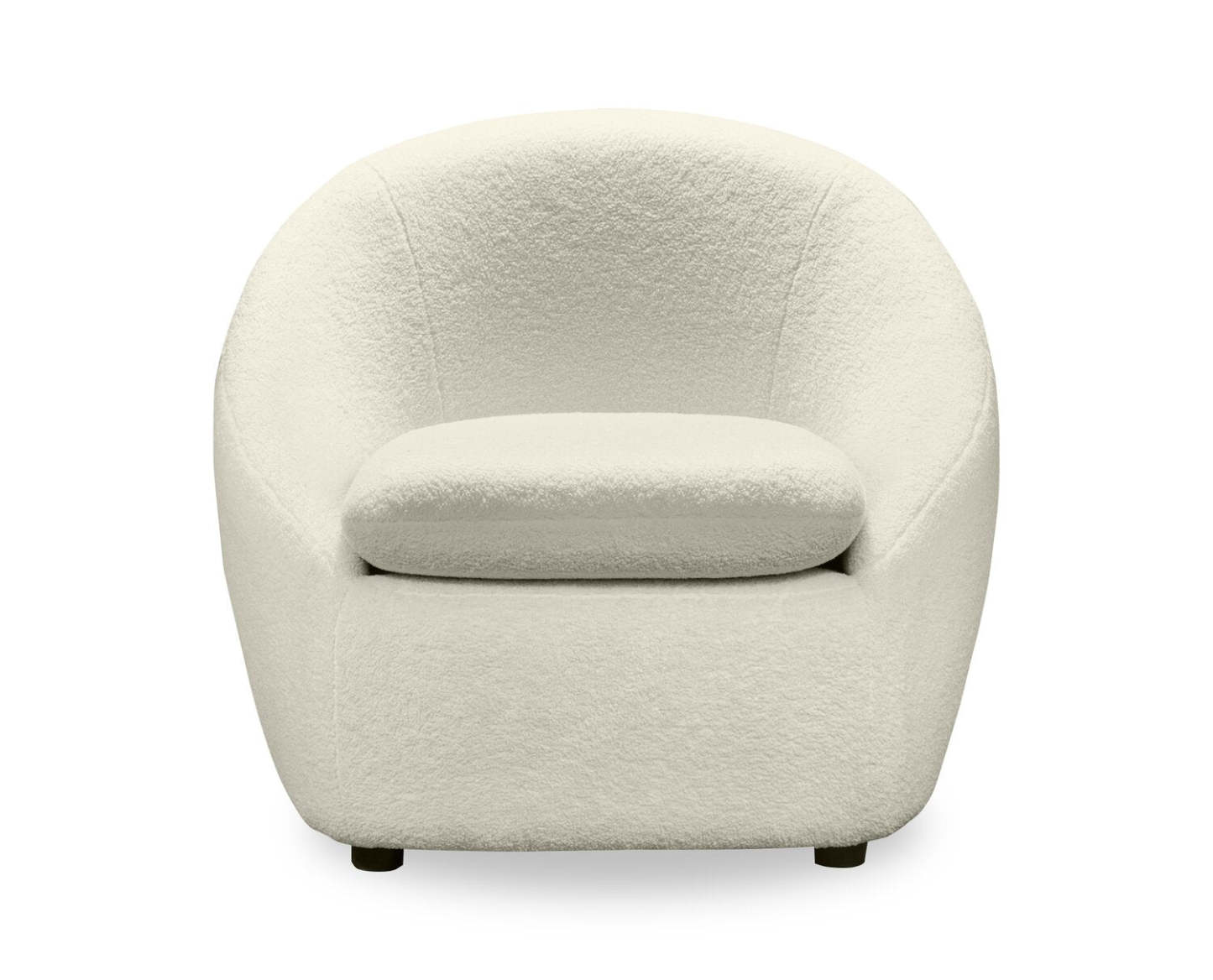 Chaise d'appoint incurvée en tissu bouclé Lola 28,7 avec coussin de siège amovible - Blanc | Fauteuil d'appoint courbé Lola de 28,7 po en tissu chenille bouclé avec coussin de siège amovible - blanc