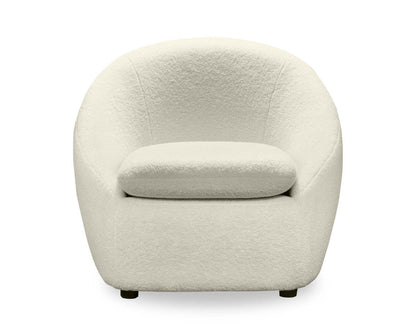 Chaise d'appoint incurvée en tissu bouclé Lola 28,7 avec coussin de siège amovible - Blanc | Fauteuil d'appoint courbé Lola de 28,7 po en tissu chenille bouclé avec coussin de siège amovible - blanc