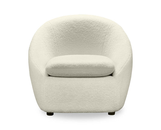 Chaise d'appoint incurvée en tissu bouclé Lola 28,7 avec coussin de siège amovible - Blanc | Fauteuil d'appoint courbé Lola de 28,7 po en tissu chenille bouclé avec coussin de siège amovible - blanc