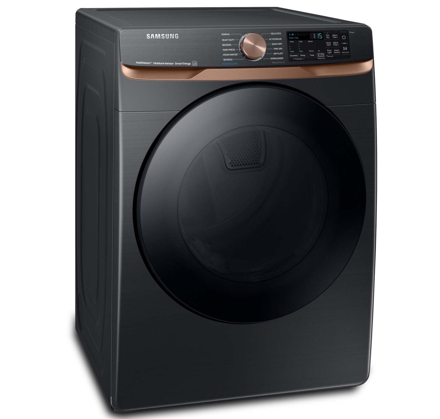 Sécheuse électrique Samsung de 7,5 pi³ avec vapeur - acier inoxydable noir - superposable - DVE50BG8300VAC | Samsung 7,5 Cu. Fort. Sèche-linge électrique à vapeur - Inox noir - Empilable - DVE50BG8…