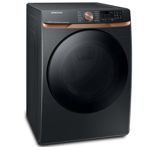 Sécheuse électrique Samsung de 7,5 pi³ avec vapeur - acier inoxydable noir - superposable - DVE50BG8300VAC | Samsung 7,5 Cu. Fort. Sèche-linge électrique à vapeur - Inox noir - Empilable - DVE50BG8…