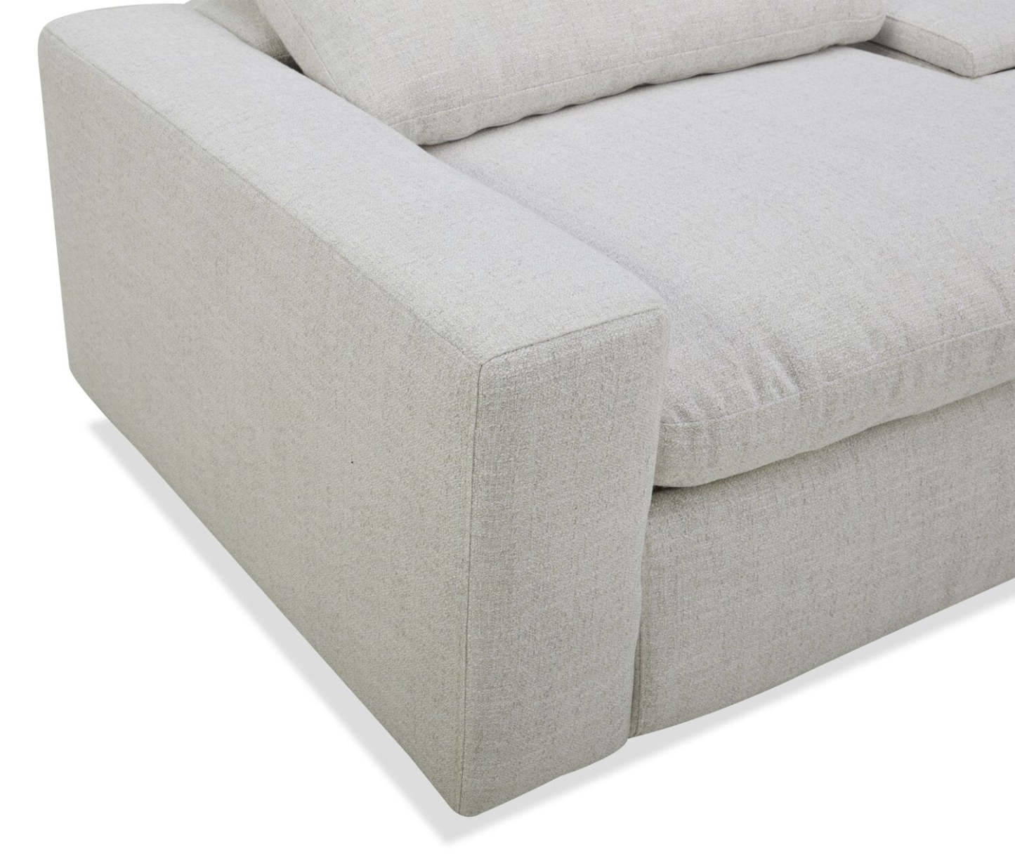 Sofa sectionnel à inclinaison électrique modulaire Sky 6 pièces en tissu avec console et coussins en duvet et plumes - blé Nathan
