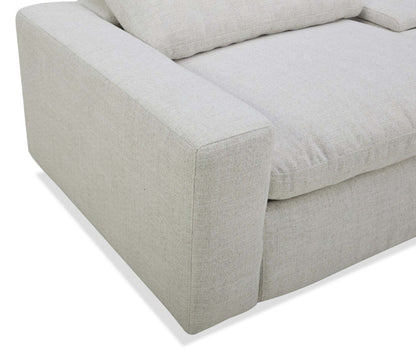 Sofa sectionnel à inclinaison électrique modulaire Sky 6 pièces en tissu avec console et coussins en duvet et plumes - blé Nathan