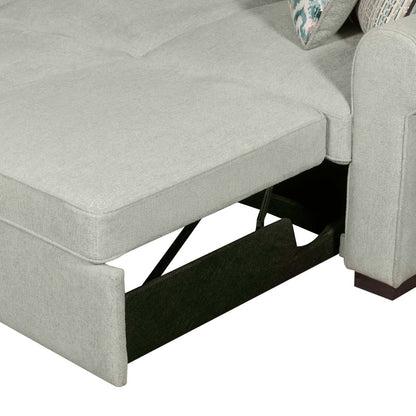 Canapé lit sectionnel de gauche Haven de Scott Living 4 pièces en tissu de chenille avec fauteuil long de rangement - bleu écume de mer