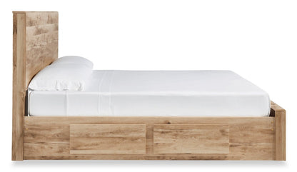 Lit de rangement Derekson naturel avec 2 tiroirs latéraux intégrés - format grand lit | Derekson Storage Bed with 2 Built-In Side Drawers, Natural - Queen Size