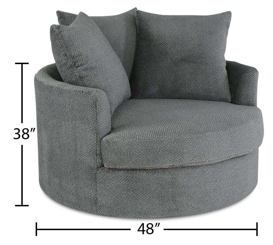 Fabriqué au Canada Fauteuil d'appoint câlin Grande 48 en tissu chenille - Teddy Nightfall Grey | Fauteuil d'appoint Cuddler Grande de 48 po fabriqué au Canada en tissu chenille - gris Teddy Nightfall