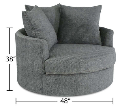 Fabriqué au Canada Fauteuil d'appoint câlin Grande 48 en tissu chenille - Teddy Nightfall Grey | Fauteuil d'appoint Cuddler Grande de 48 po fabriqué au Canada en tissu chenille - gris Teddy Nightfall