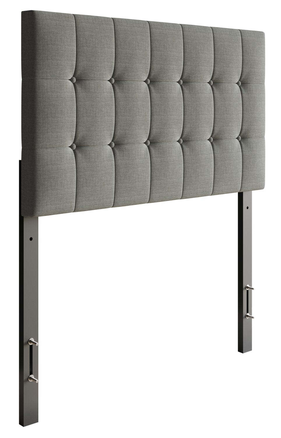 Tête de lit rembourrée Ellis en tissu gris avec capitonnage à boutons - format lit simple | Ellis Upholstered Headboard in Grey Fabric, Button Tufted - Twin Size