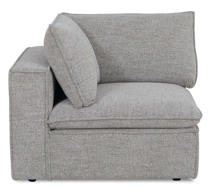 Fusion Modular 8-Piece Silver Grey Chenille Fabric Sectional with Removable Feather Down Back Cushions | Canapé sectionnel modulaire Fusion 8 pièces en tissu de chenille gris argenté avec coussins de dossier amovibles en duvet et plumes