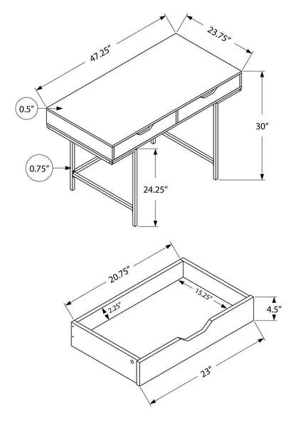 Bureau Butler 47.25 avec 2 tiroirs - Taupe|Bureau Butler de 47,25 po à 2 tiroirs - taupe