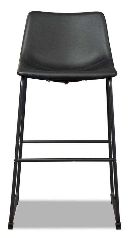 Tabouret de bar Cole en tissu de cuir végétalien et en métal - noir