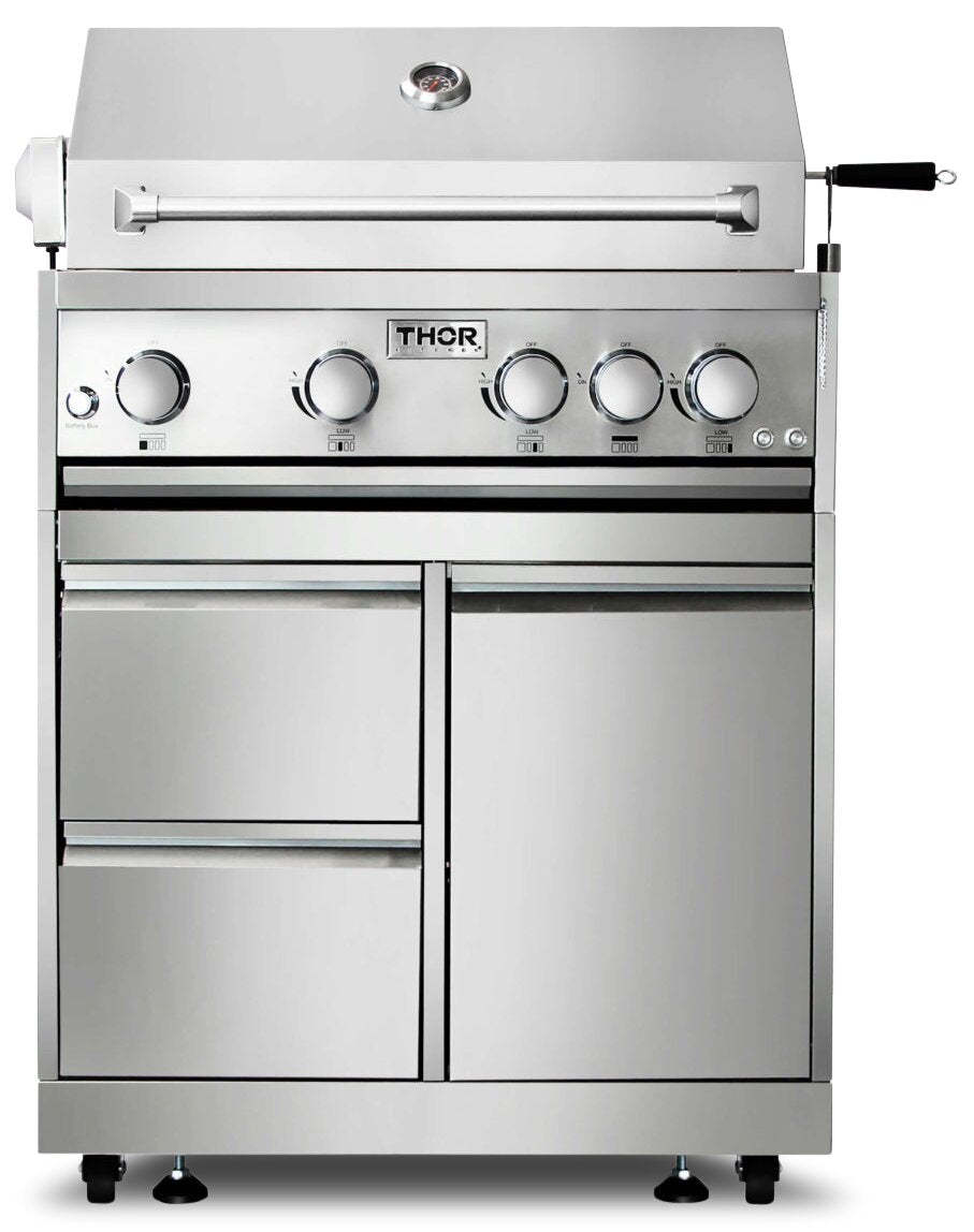 Thor Kitchen 4-Burner Gas BBQ Grill with Rotisserie - MK04SS304  | Barbecue gril à gaz Thor Kitchen à 4 brûleurs avec brûleur de rôtisserie - MK04SS304  | MK04SBBQ