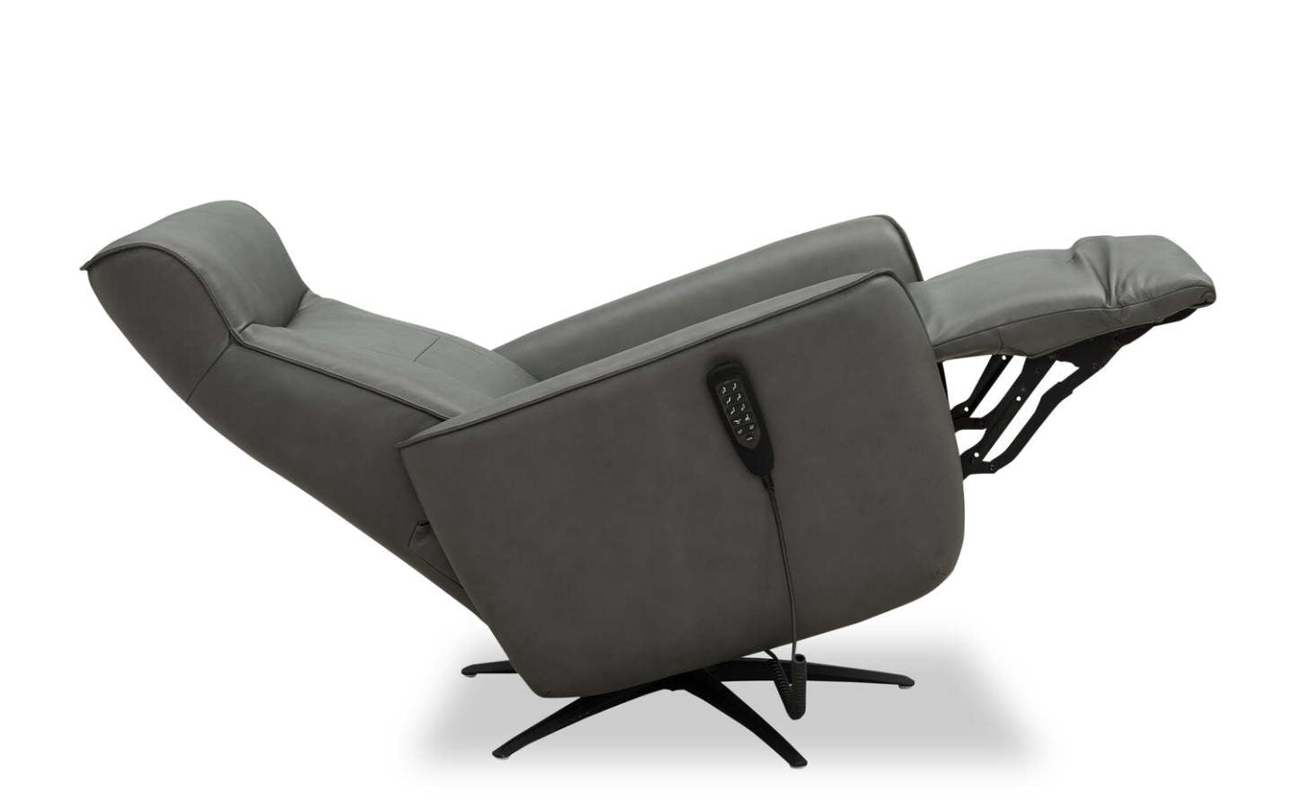Fauteuil de massage à inclinaison électrique Serene de 31 po en cuir avec véritables appuie-tête électrique et siège chauffant - gris