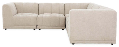 Sofa sectionnel modulaire Oaklyn Kort & Co. 5 pièces en tissu avec coussins de siège capitonnés - beige