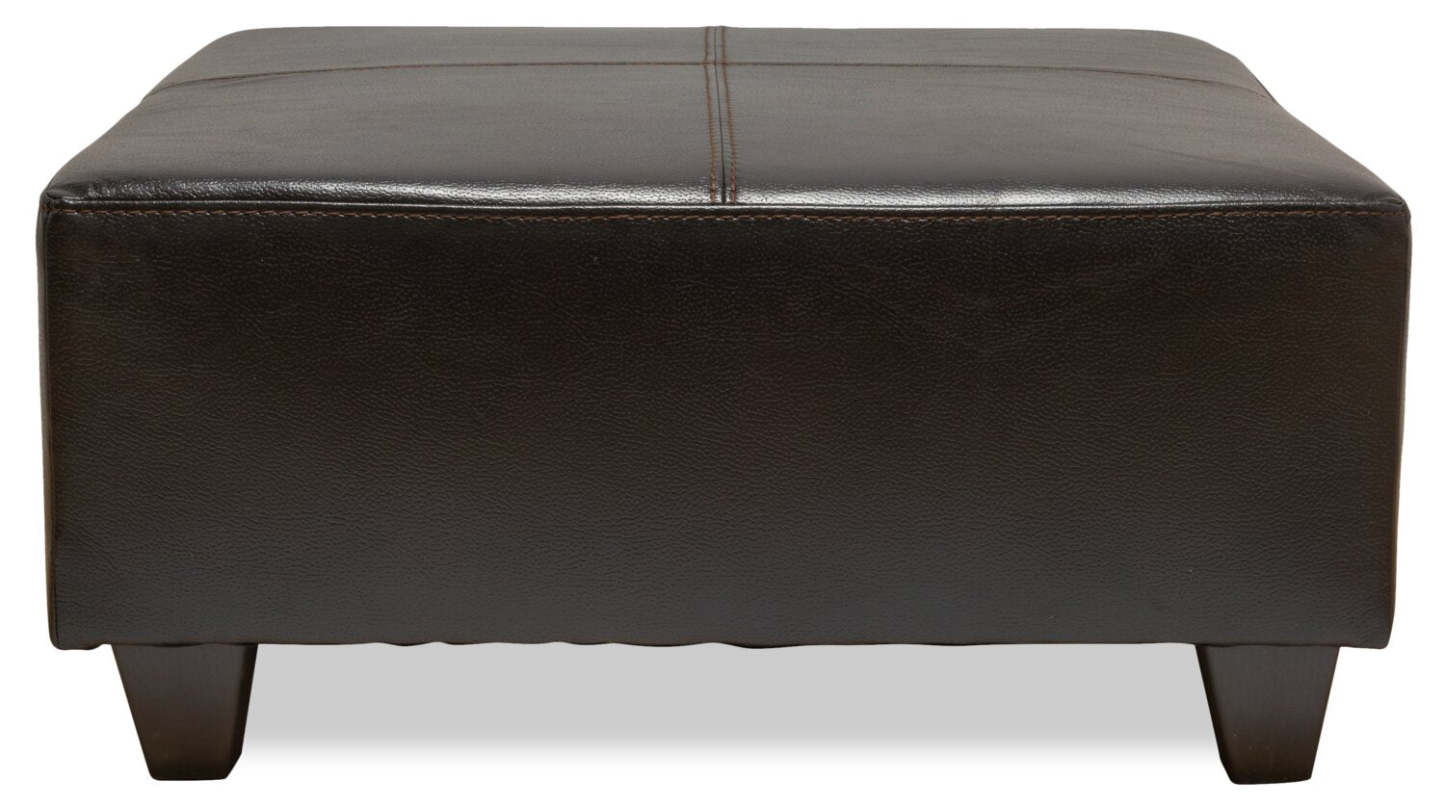 Fabriqué au Canada Pouf Addison 37 en similicuir - Noir mûre | Pouf Addison de 37 po fabriqué au Canada d'apparence cuir - noir mûre