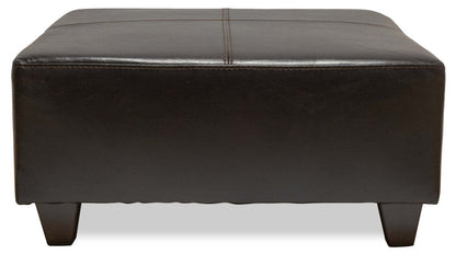 Fabriqué au Canada Pouf Addison 37 en similicuir - Noir mûre | Pouf Addison de 37 po fabriqué au Canada d'apparence cuir - noir mûre