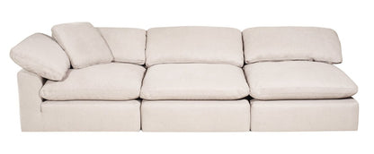 Eclipse Modular 4-Piece Linen-Look Fabric Pit Sofa Sectional with Reversible Feather Down Cushions - Linen White | Canapé sectionnel modulaire Eclipse 4 pièces en tissu d'apparence lin avec coussins réversibles en duvet et plumes - blanc lin