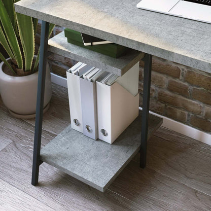 Bureau James de 43 po avec crédence et tablettes - gris