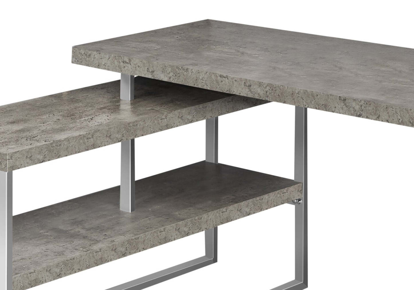 Bureau en forme de L Andrea 60 avec étagère - Gris|Bureau en forme de L Andrea de 60 po avec tablette - gris