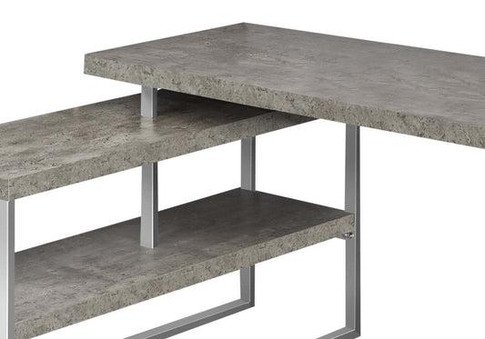 Bureau en forme de L Andrea 60 avec étagère - Gris|Bureau en forme de L Andrea de 60 po avec tablette - gris