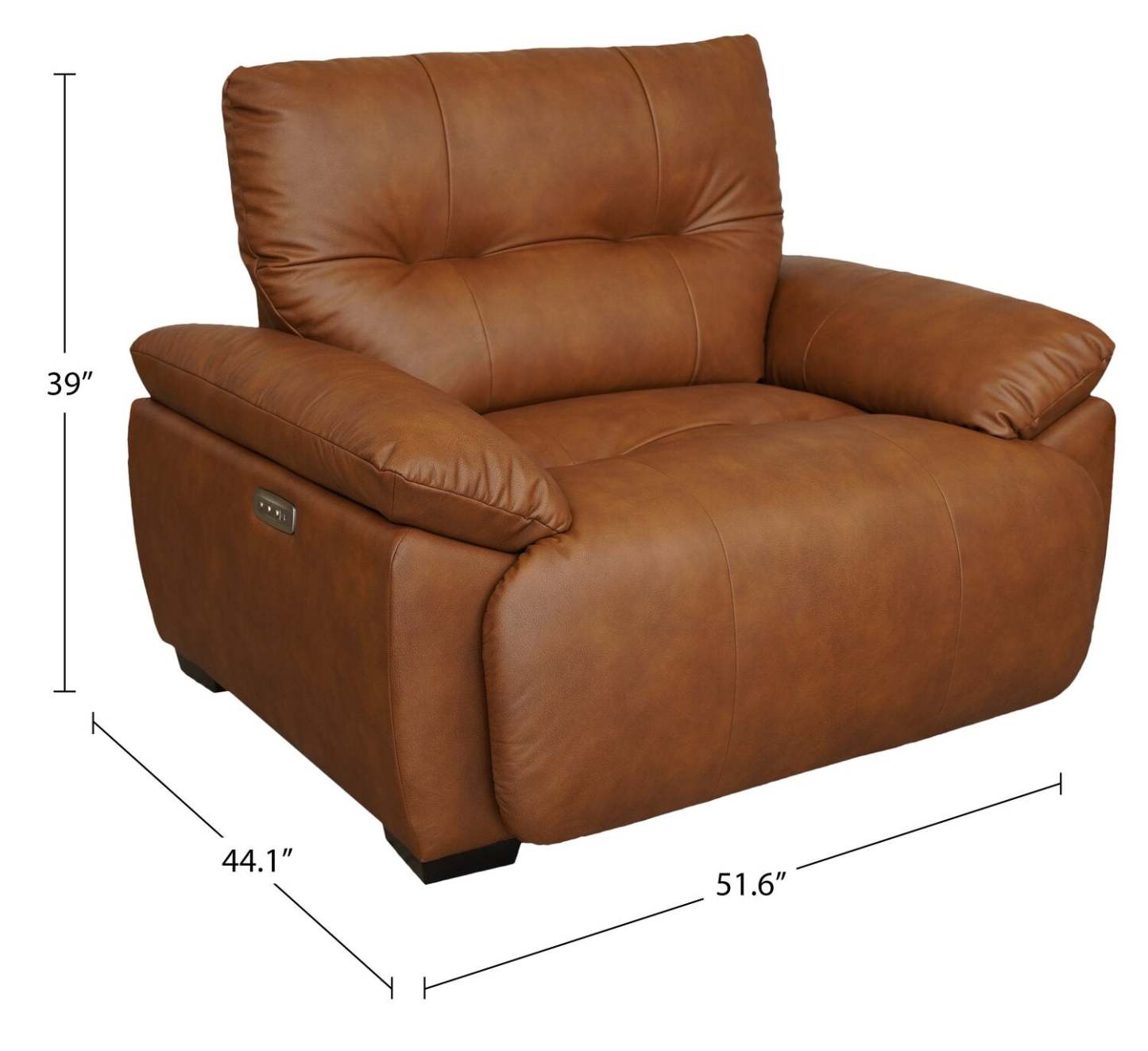 Bello 51.6 Leather-Look Fabric Power Reclining Chair - Brown | Fauteuil inclinable électrique Bello de 51,6 po en tissu aspect cuir - brun