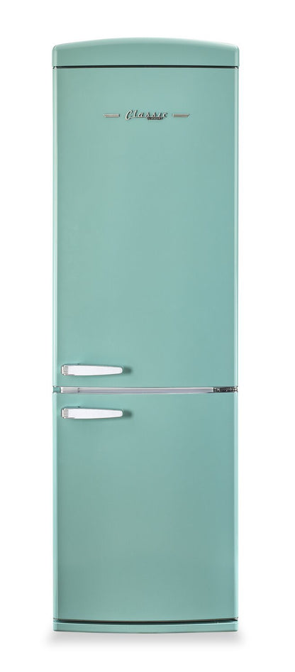 Réfrigérateur Classic Rétro par Unique de 24 po et de 12 pi3 à congélateur inférieur - turquoise brume marine - UGP-340L T AC | U340LTAC
